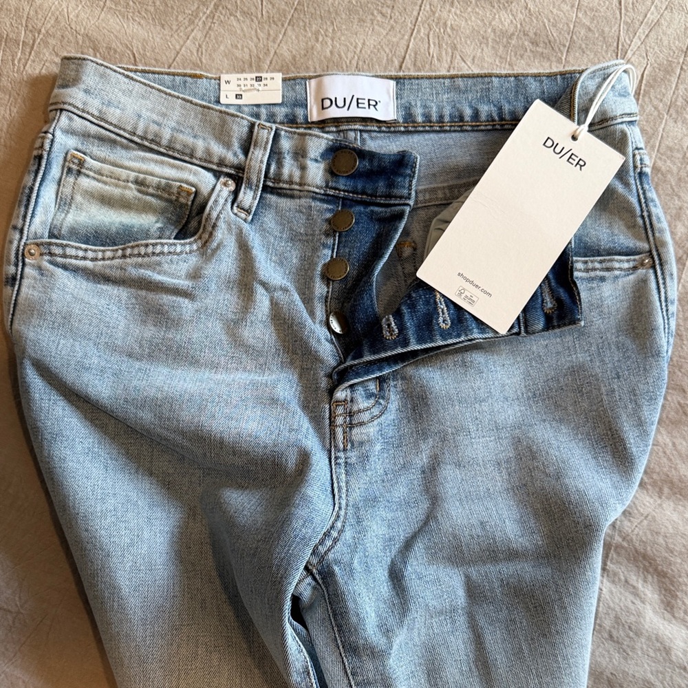 DUER Women's High Rise Light Blue Jeans